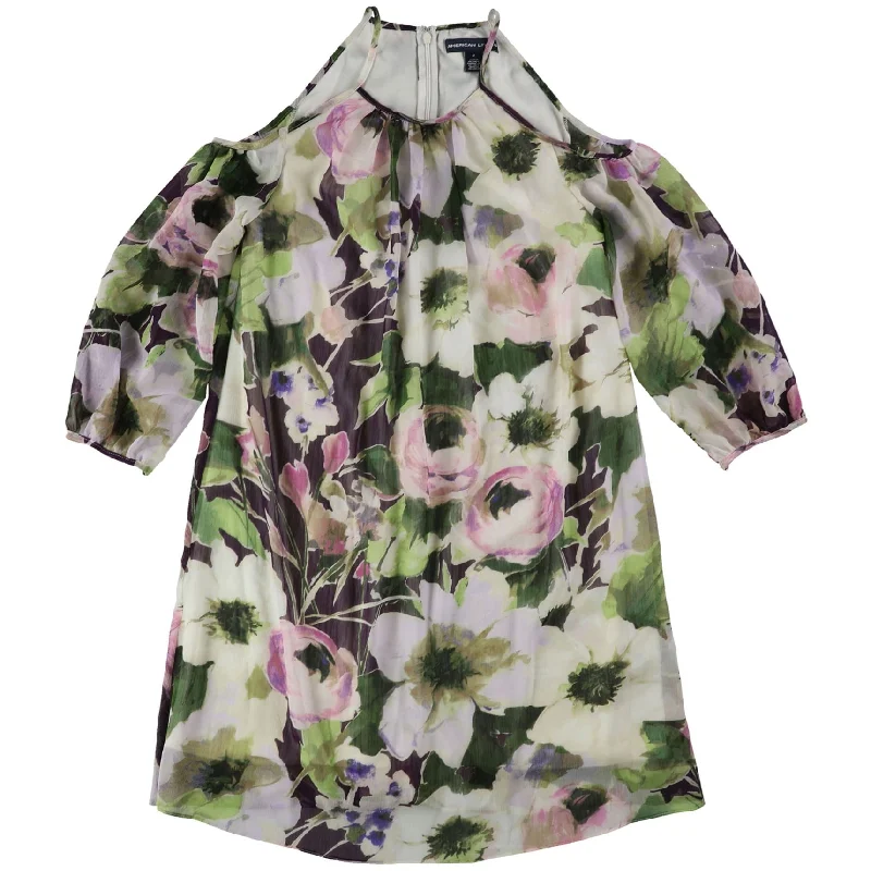 ladies-floral-dress-bright-blooms-American Living Womens Living Floral Cold Shoulder Dress