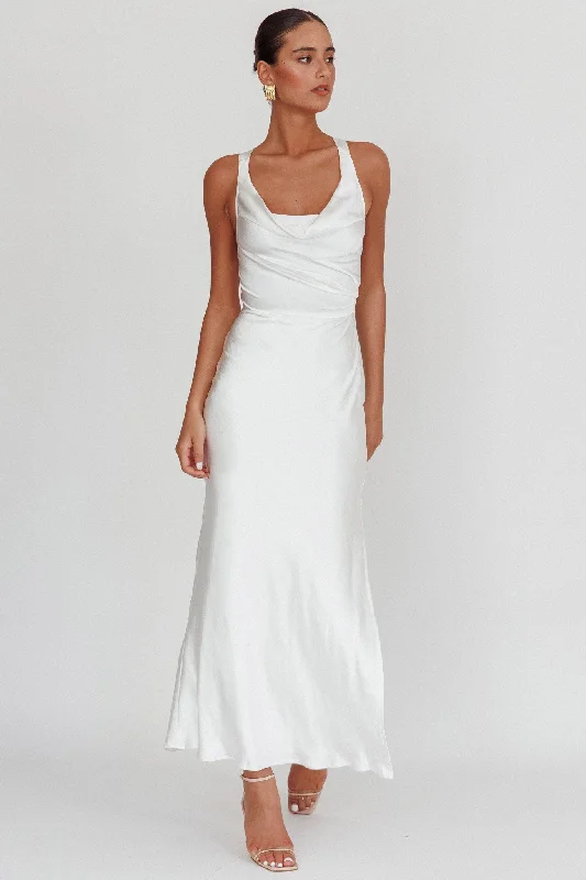 ladies-maxi-dress-luxury-feel-Sitara Tied Back Maxi Dress White