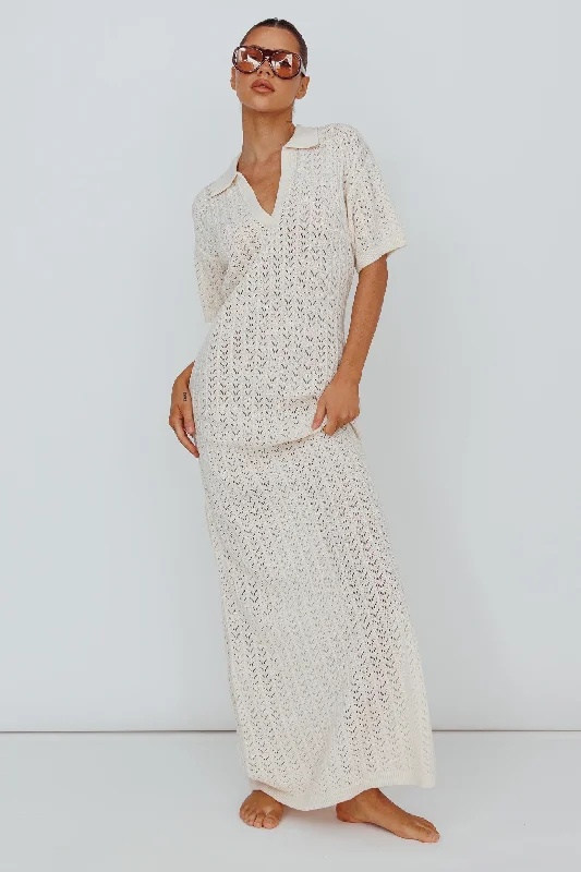 ladies-maxi-dress-everyday-elegance-Clearwater Crochet Short Sleeve Maxi Dress White