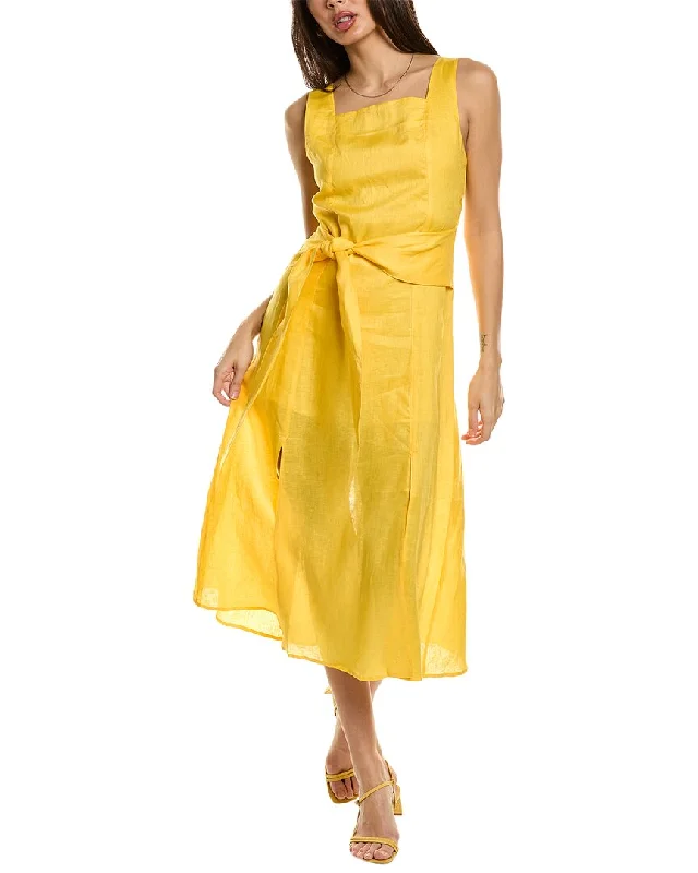 ladies-midi-dress-sunset-look-Equipment Ginette Linen Midi Dress