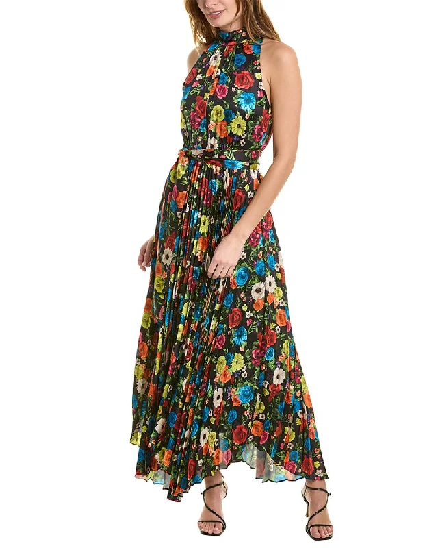 ladies-maxi-dress-ochre-yellow-alice + olivia Mertie Silk-Blend Maxi Dress