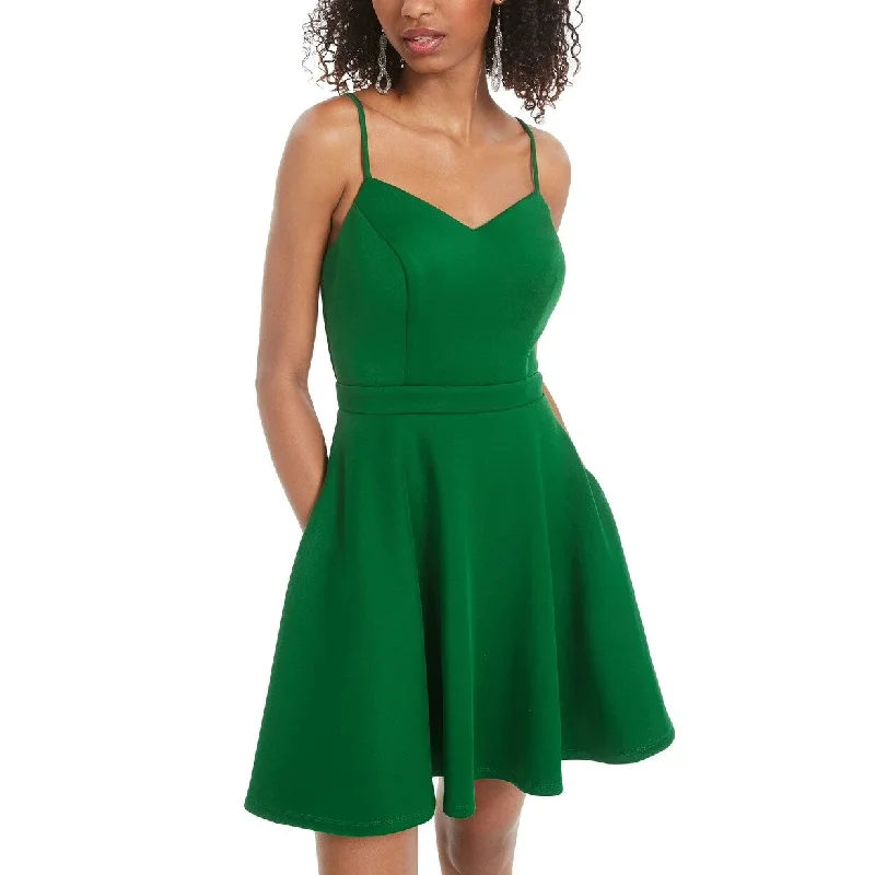 ladies-trumpet-dress-sophisticated-City Studios Junior's Bow Back Fit & Flare Dress Medium Green Size 15