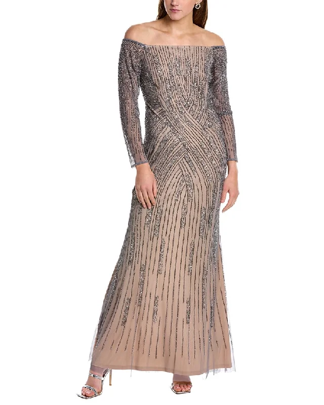 ladies-maxi-dress-embroidery-Adrianna Papell Beaded Maxi Dress