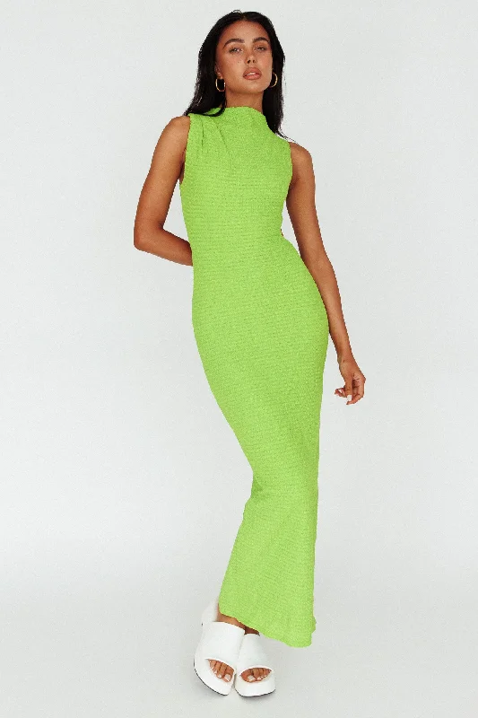 ladies-maxi-dress-beach-coverup-Yindi Sleeveless Cut-Out Waist Maxi Dress Lime