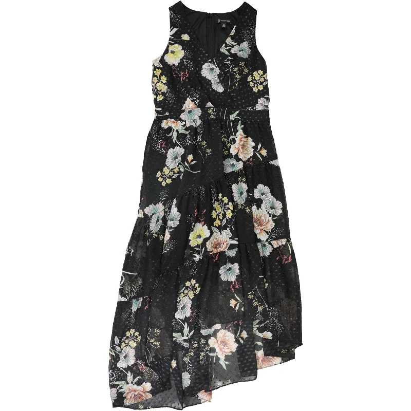 ladies-floral-dress-affordable-price-I-N-C Womens Floral Tiered Dress, Black, 10