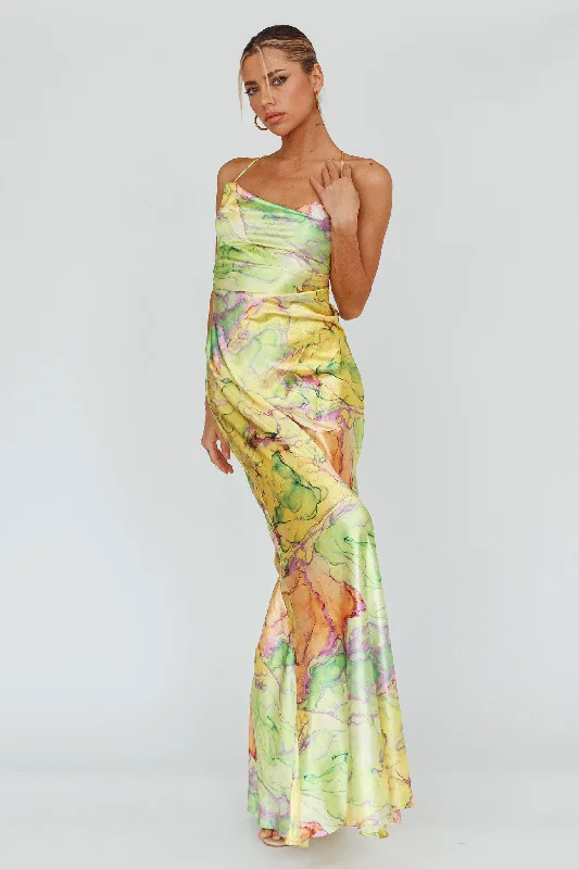 ladies-maxi-dress-embroidery-Bailey Strappy Chain Back Maxi Dress Lime