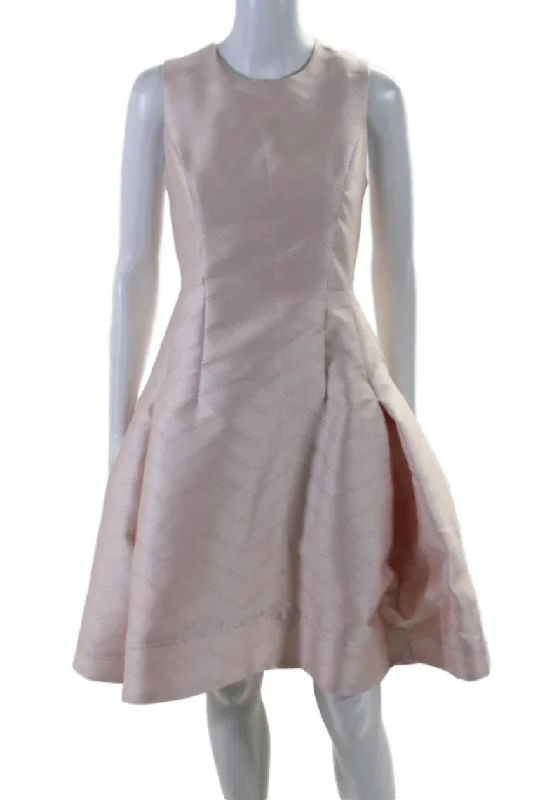 ladies-trumpet-dress-trendy-design-Alexis Womens Polyester Round Neck Sleeveless Fit + Flare Dress Pink