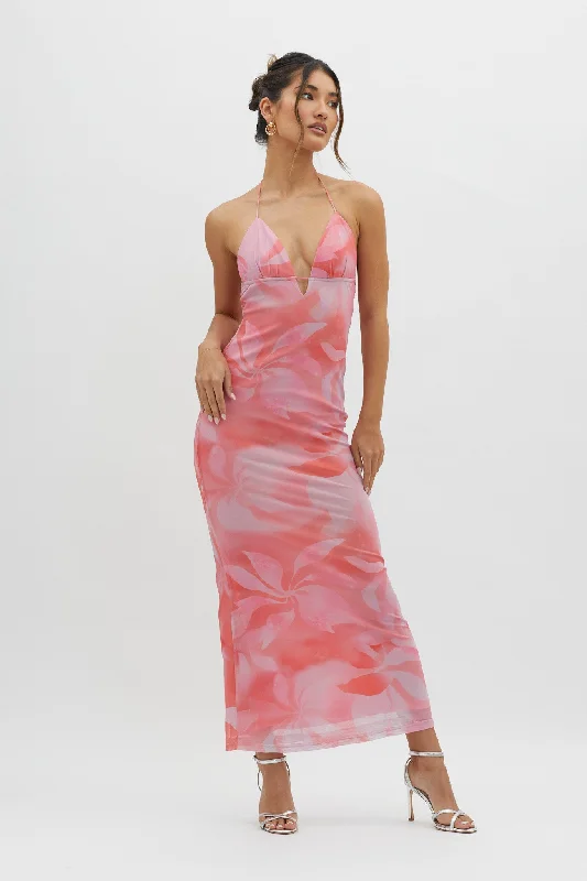 ladies-maxi-dress-playful-design-Santa Rosa Ruched Back Maxi Dress Pink