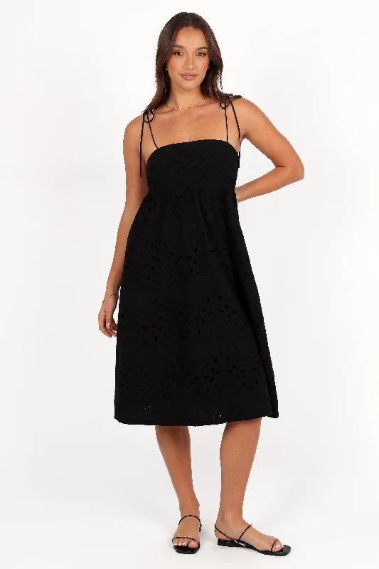 ladies-midi-dress-playful-design-Sevara Midi Dress - Black