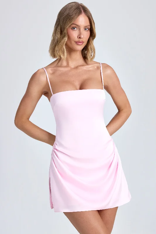 ladies-mini-dress-edgy-design-Draped A-Line Mini Dress in Blush