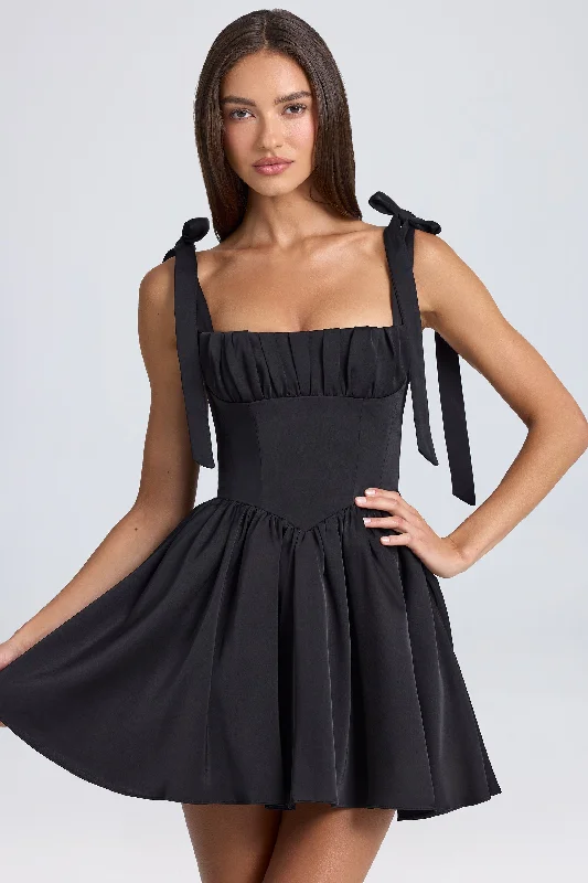 ladies-mini-dress-curvy-style-Draped Corset Mini Dress in Black