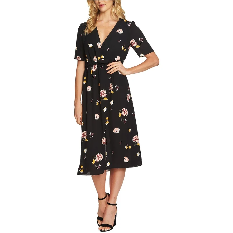 ladies-floral-dress-ochre-yellow-1.STATE Womens Floral A-line Maxi Dress, Black, X-Small