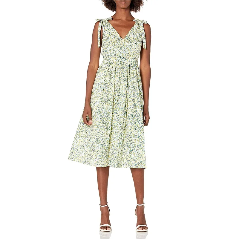 ladies-floral-dress-brunch-outfit-Calvin Klein Womens Floral Midi Dress, Yellow, 6