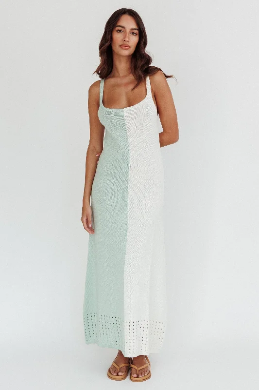 ladies-maxi-dress-slim-fit-Sunday Fun Day Knit Maxi Dress Sage Cream