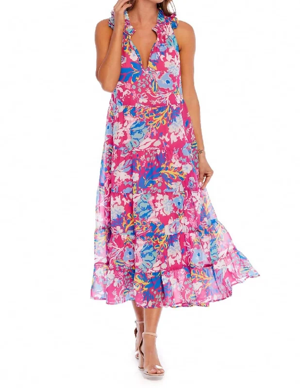 ladies-maxi-dress-caramel-brown-Indy Maxi Dress In Pink Floral