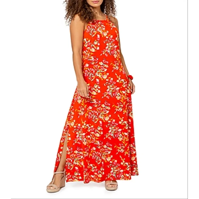 ladies-floral-dress-vibrant-design-Leota Women's Cameron Floral Print Maxi Dress Red Size Small