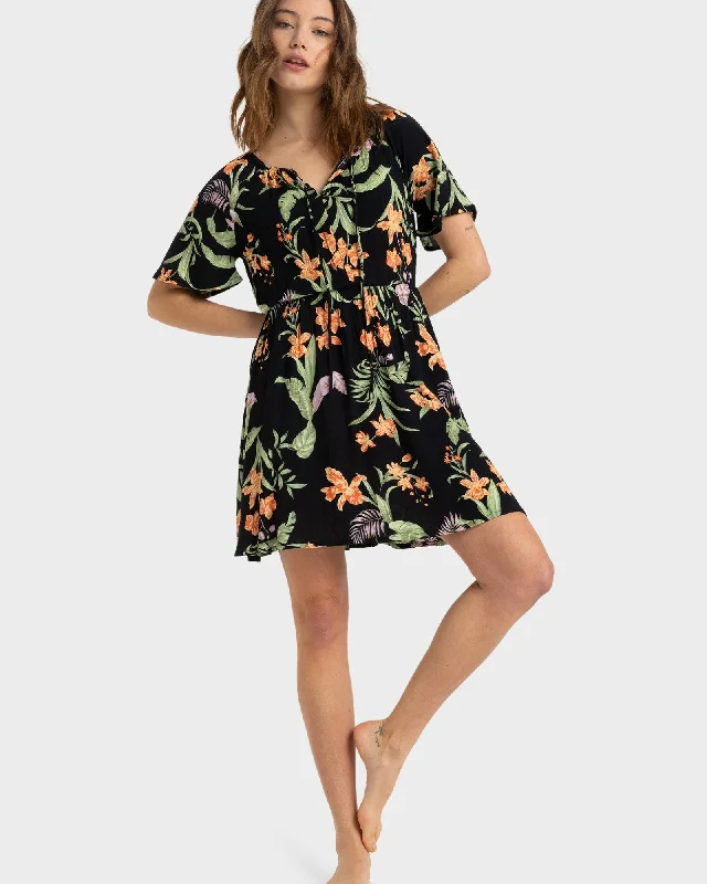 ladies-mini-dress-elegant-touch-Womens Tropical Tides Crinkle Mini Dress