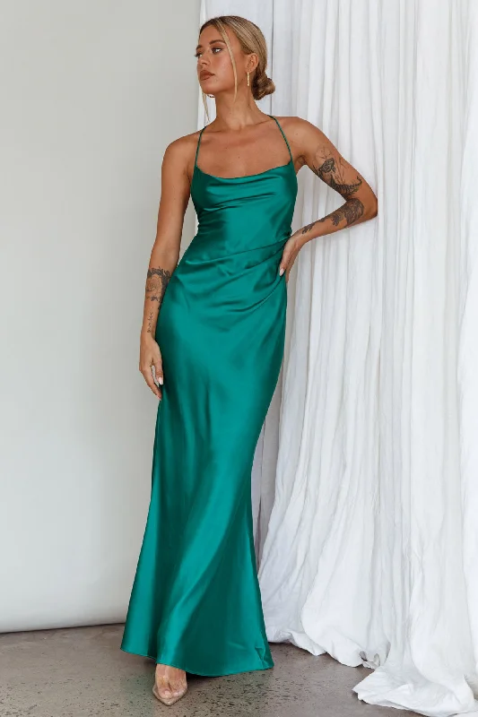 ladies-maxi-dress-maroon-elegant-Palma Low Back Strappy Maxi Dress Emerald