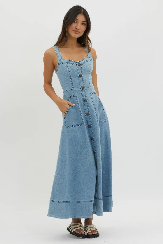 ladies-maxi-dress-curvy-style-Laureen Pocket Maxi Dress Denim Blue