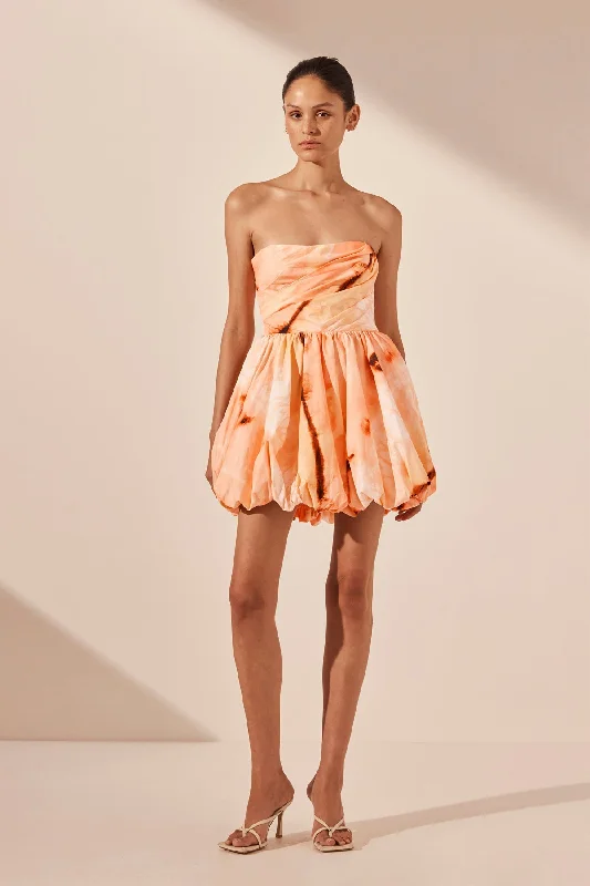 ladies-mini-dress-neon-accent-LARISSA DRAPED BUBBLE MINI DRESS