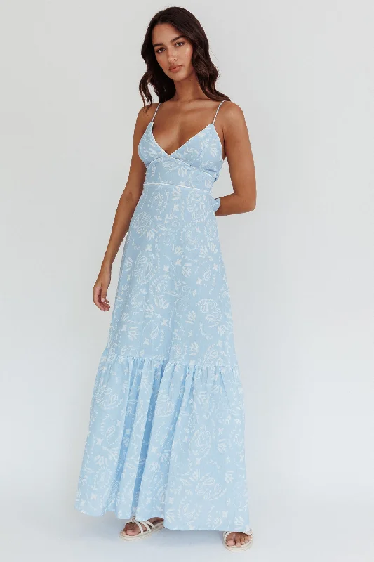 ladies-maxi-dress-off-shoulder-Later Days Cami Strap Maxi Dress Paisley Blue