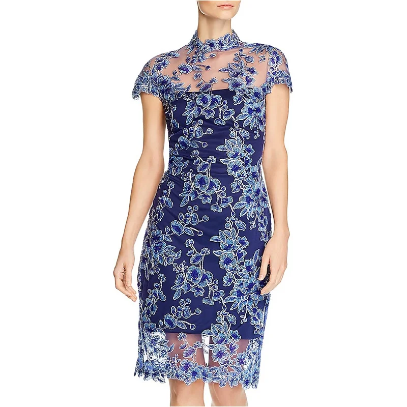 ladies-floral-dress-casual-day-Tadashi Shoji Womens Floral Cocktail Dress, Blue, 10