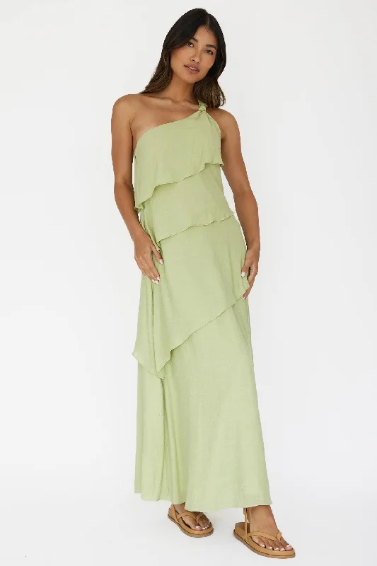 ladies-maxi-dress-budget-friendly-Delwyn One-Shoulder Maxi Dress Sage