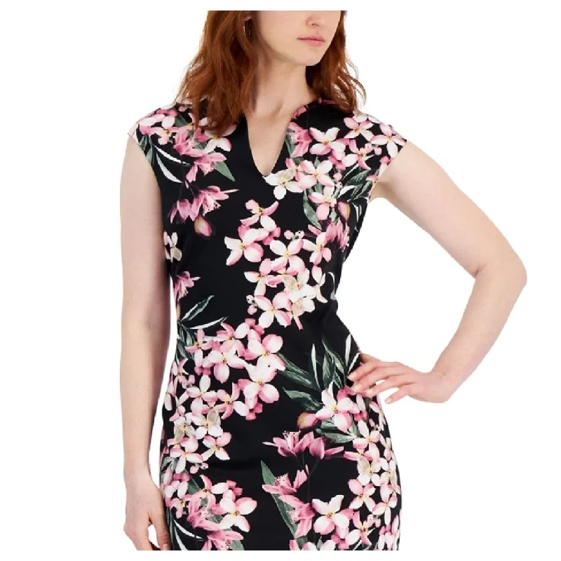 ladies-floral-dress-dainty-detail-Connected Women's Floral Print Midi Dress Pink Size 6