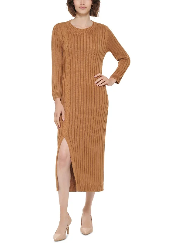 ladies-maxi-dress-elegant-touch-Womens Slit Maxi Sweaterdress