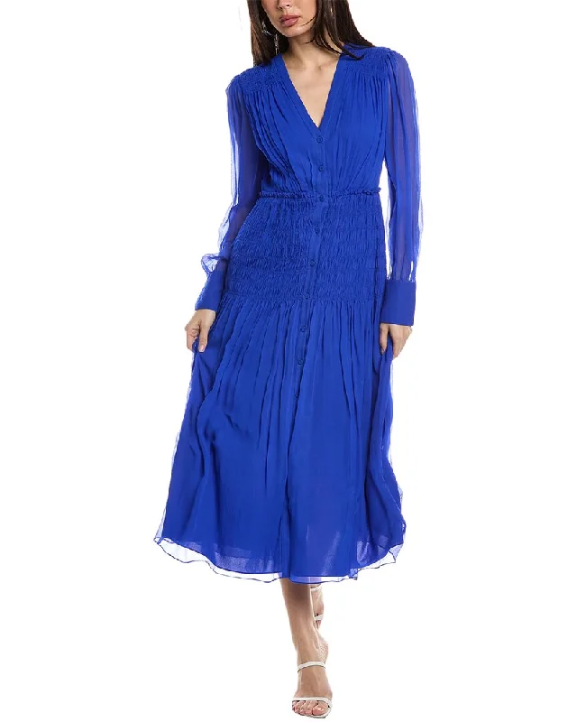 ladies-midi-dress-scoop-neck-Jason Wu V-Neck Chiffon Silk Midi Dress