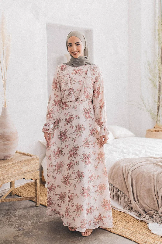 ladies-floral-dress-sandstone-Kayan Floral Chiffon Dress- Blush Pink