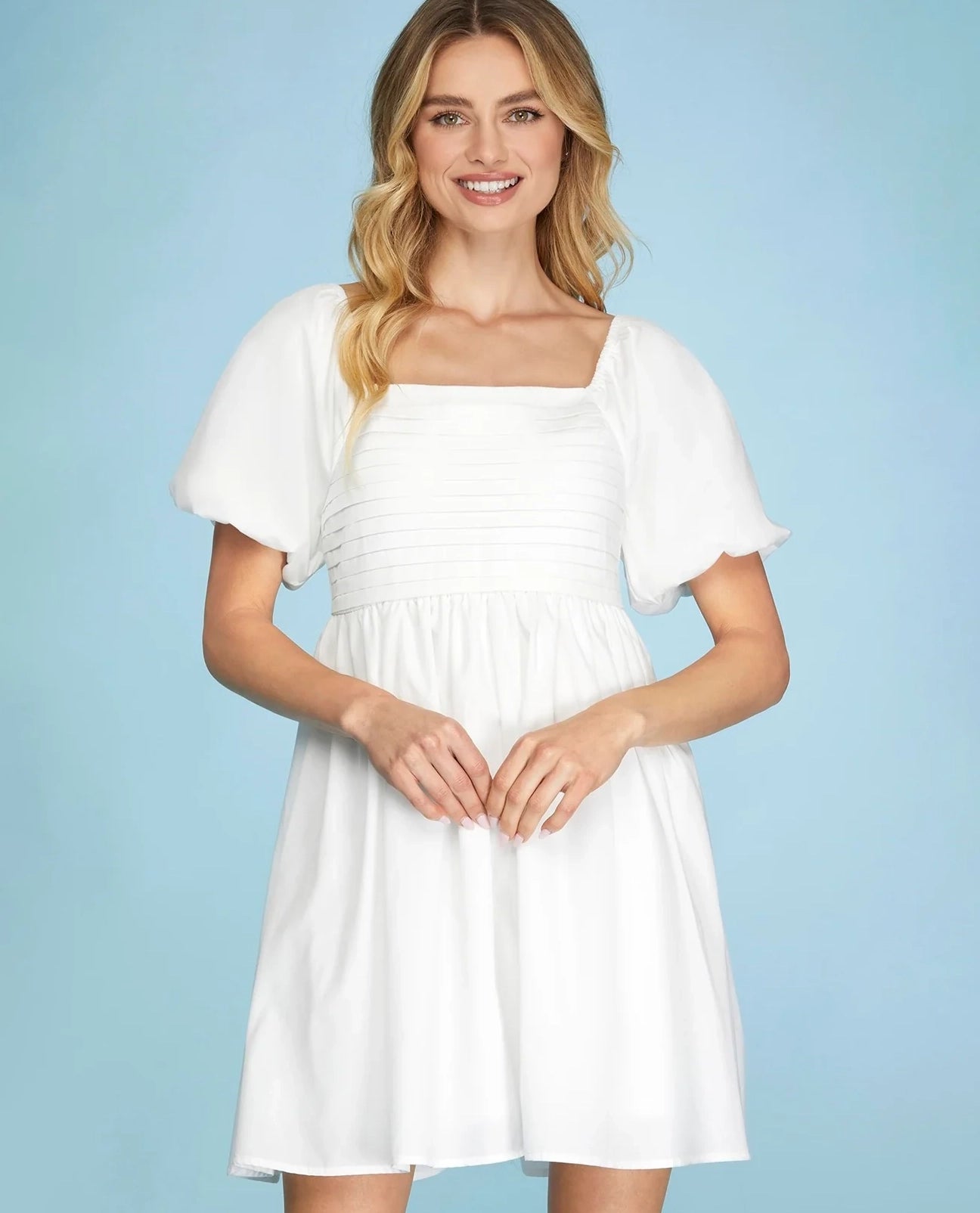 ladies-mini-dress-eco-friendly-Ruffle Sleeve Eyelet Lace Mini Dress