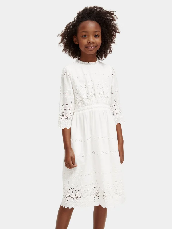 ladies-midi-dress-structured-fit-Kids - Broderie anglaise midi dress