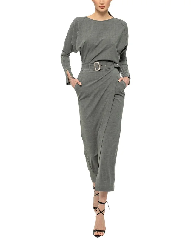 ladies-midi-dress-modern-trend-BGL Wool-Blend Midi Dress