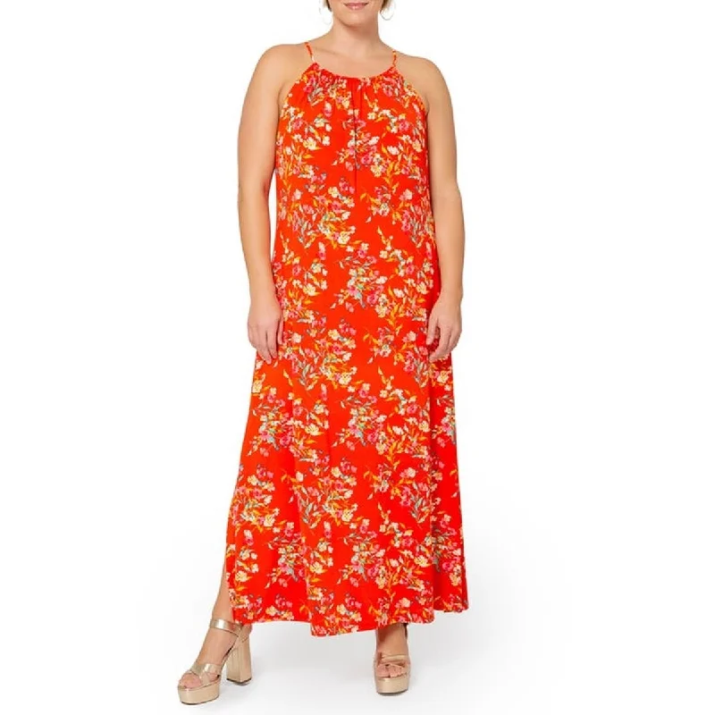 ladies-floral-dress-tie-front-Leota Cameron Floral Maxi Dress In Wcfg - Watercolor Floral