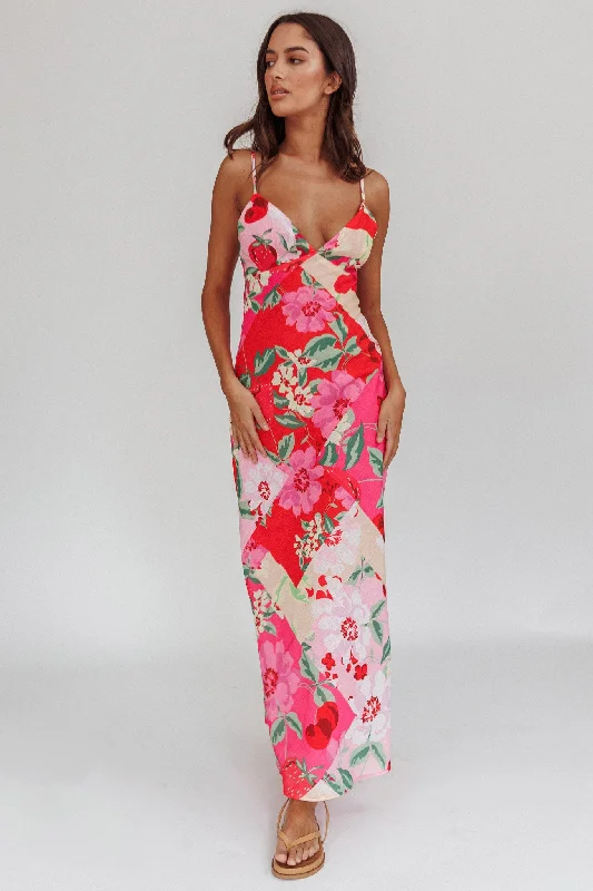 ladies-maxi-dress-affordable-price-Jaya Floral A-line Maxi Dress Pink