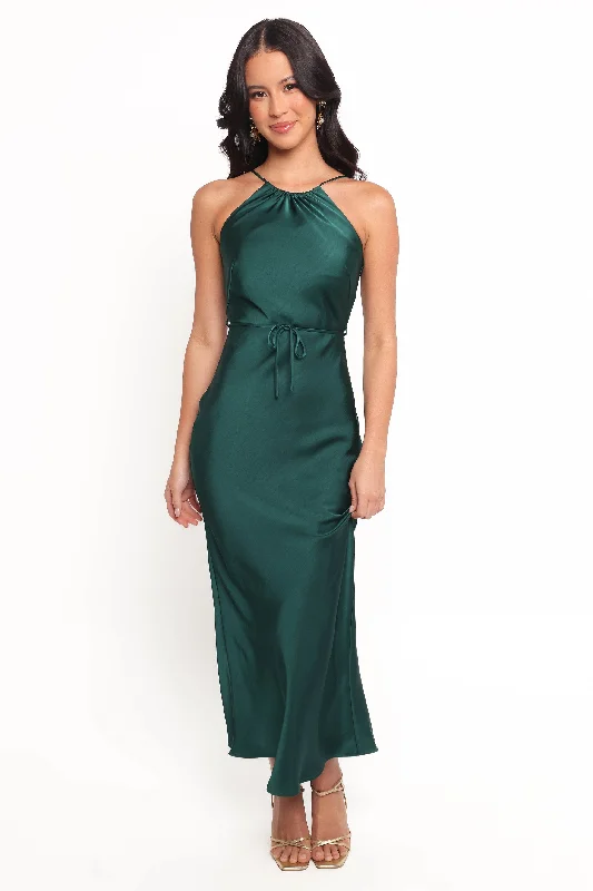 ladies-midi-dress-tulle-accent-Liana Midi Dress - Emerald Green