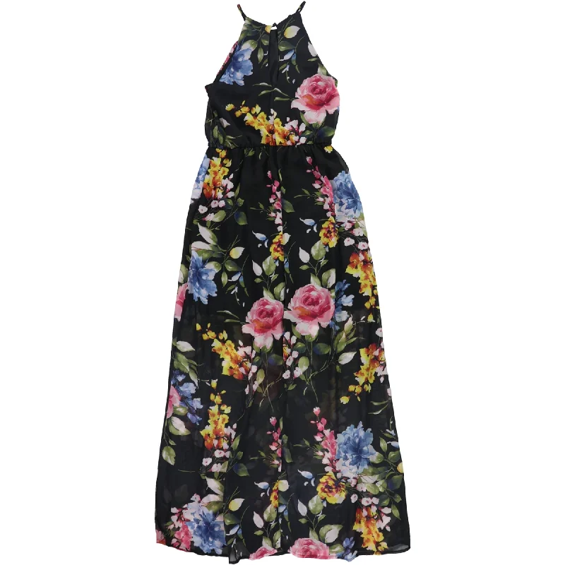 ladies-floral-dress-petite-fit-Crystal Doll Womens Floral Maxi Dress, Multicoloured, XX-Small