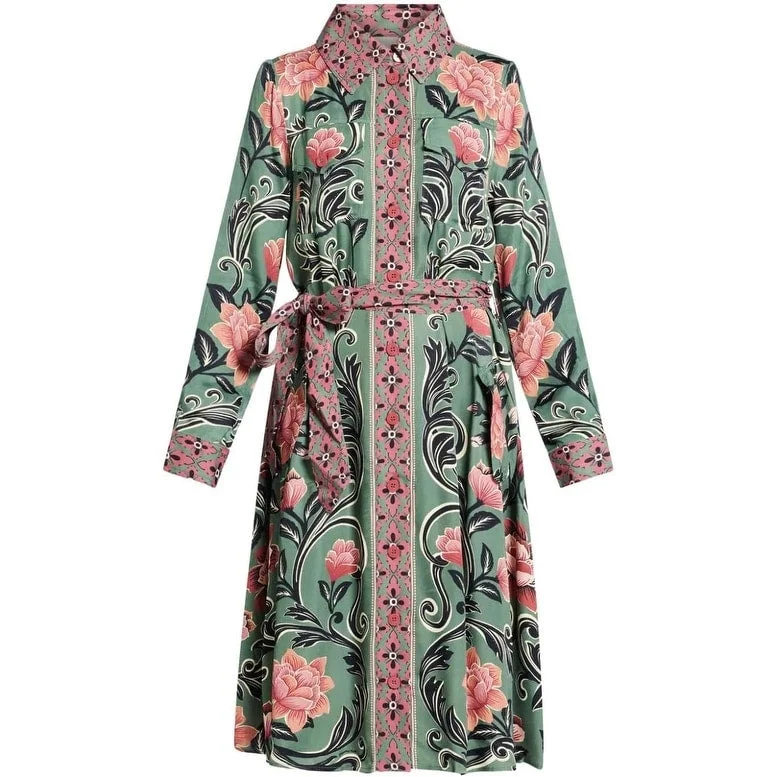 ladies-floral-dress-chic-look-Farm Rio Womens Midi Dress Arabesque Floral Green