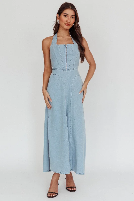 ladies-maxi-dress-sleeveless-Lumi A-Line Maxi Dress Light Denim Blue