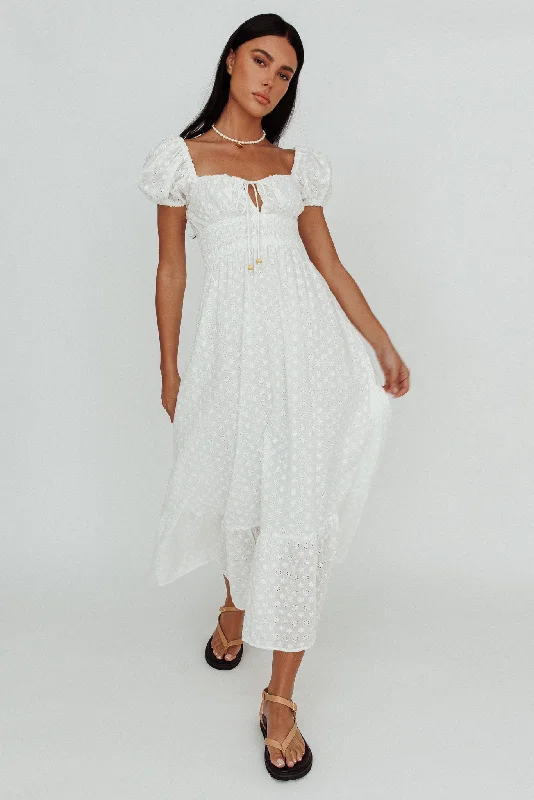 ladies-maxi-dress-plum-deep-Sia Puff Sleeve Eyelet Maxi Dress White