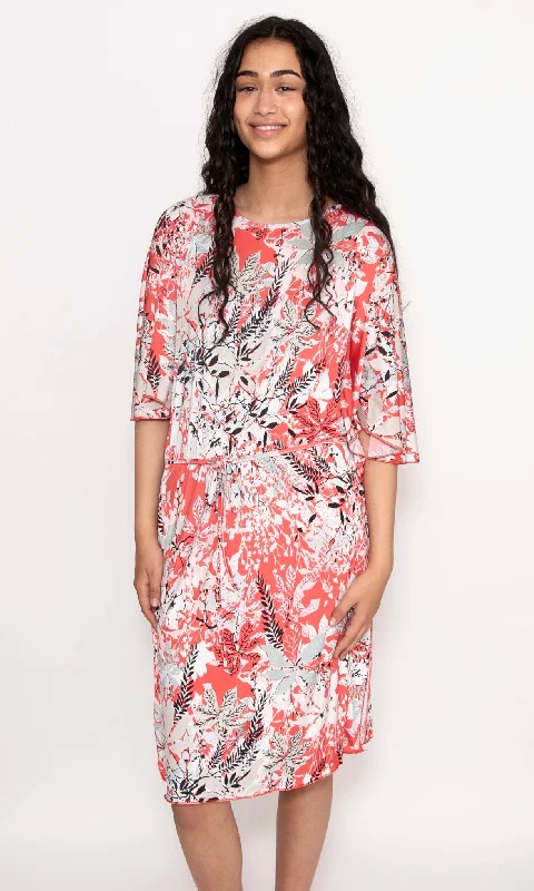 ladies-floral-dress-effortless-style-Floral Coral Dress