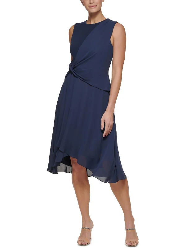 ladies-midi-dress-winter-layering-Womens Draped Sleeveless Midi Dress