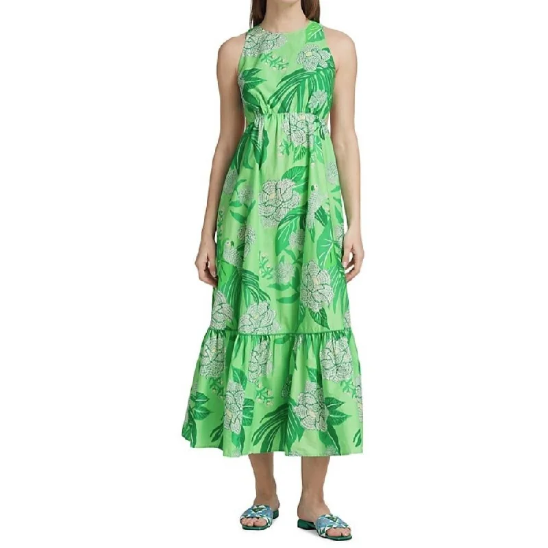 ladies-floral-dress-formal-event-Farm Rio Women's Dewdrop Floral Cotton Cut Out Maxi Dress