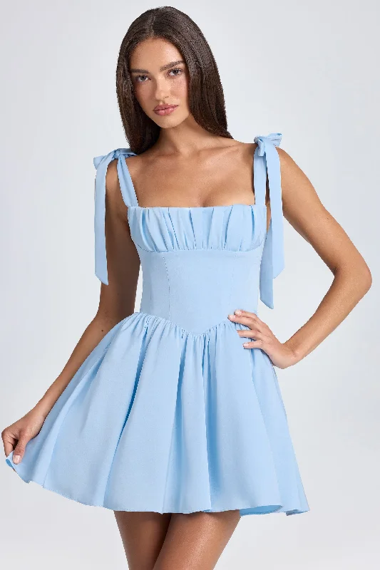 ladies-mini-dress-spring-fashion-Draped Corset Mini Dress in Powder Blue