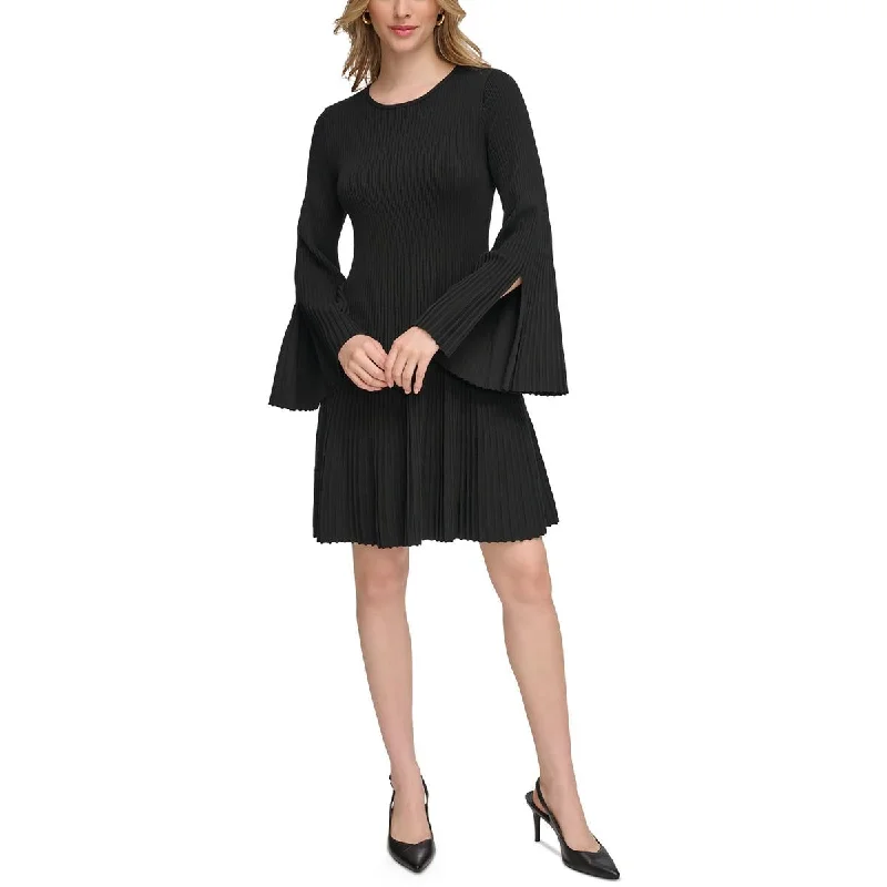 ladies-trumpet-dress-fit-flare-Womens Sweater Fit & Flare Sweaterdress