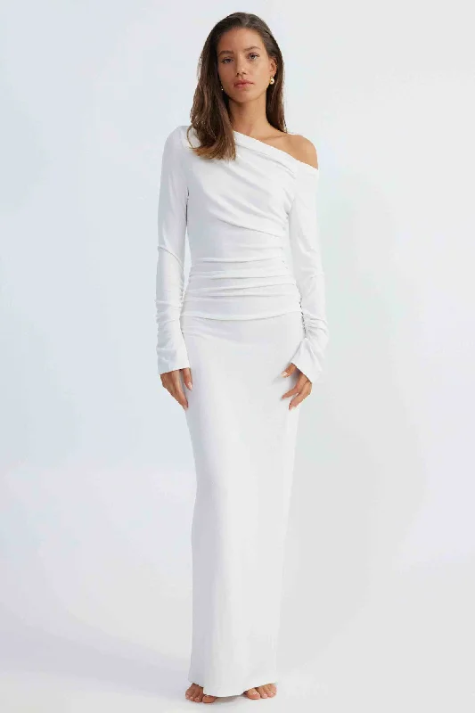 ladies-maxi-dress-sweetheart-neck-SNDYS Reya Maxi Dress White