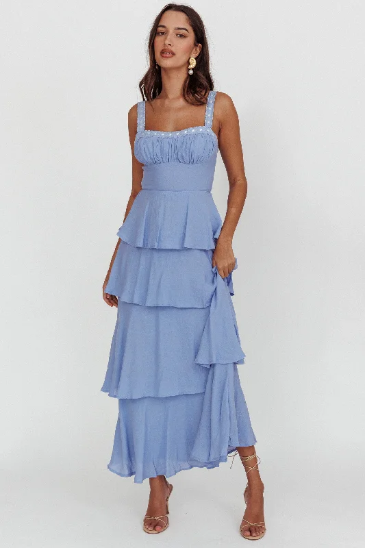 ladies-maxi-dress-day-to-night-Provence Bloom Tiered Ruffle Maxi Dress Blue