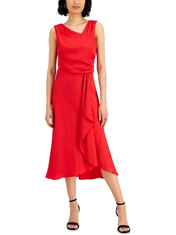 ladies-midi-dress-glamorous-Petites Womens Drapey Calf Midi Dress