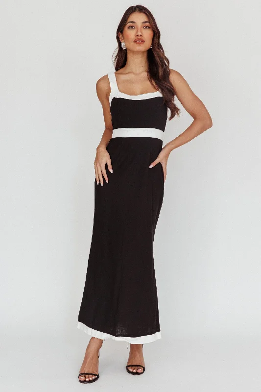 ladies-maxi-dress-pearl-white-Trust Contrast Maxi Dress Black